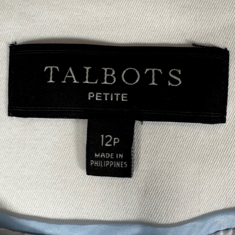 Talbots Petite‎ Light Blue Textured Open Front Blazer Jacket 12P - Picture 5 of 10